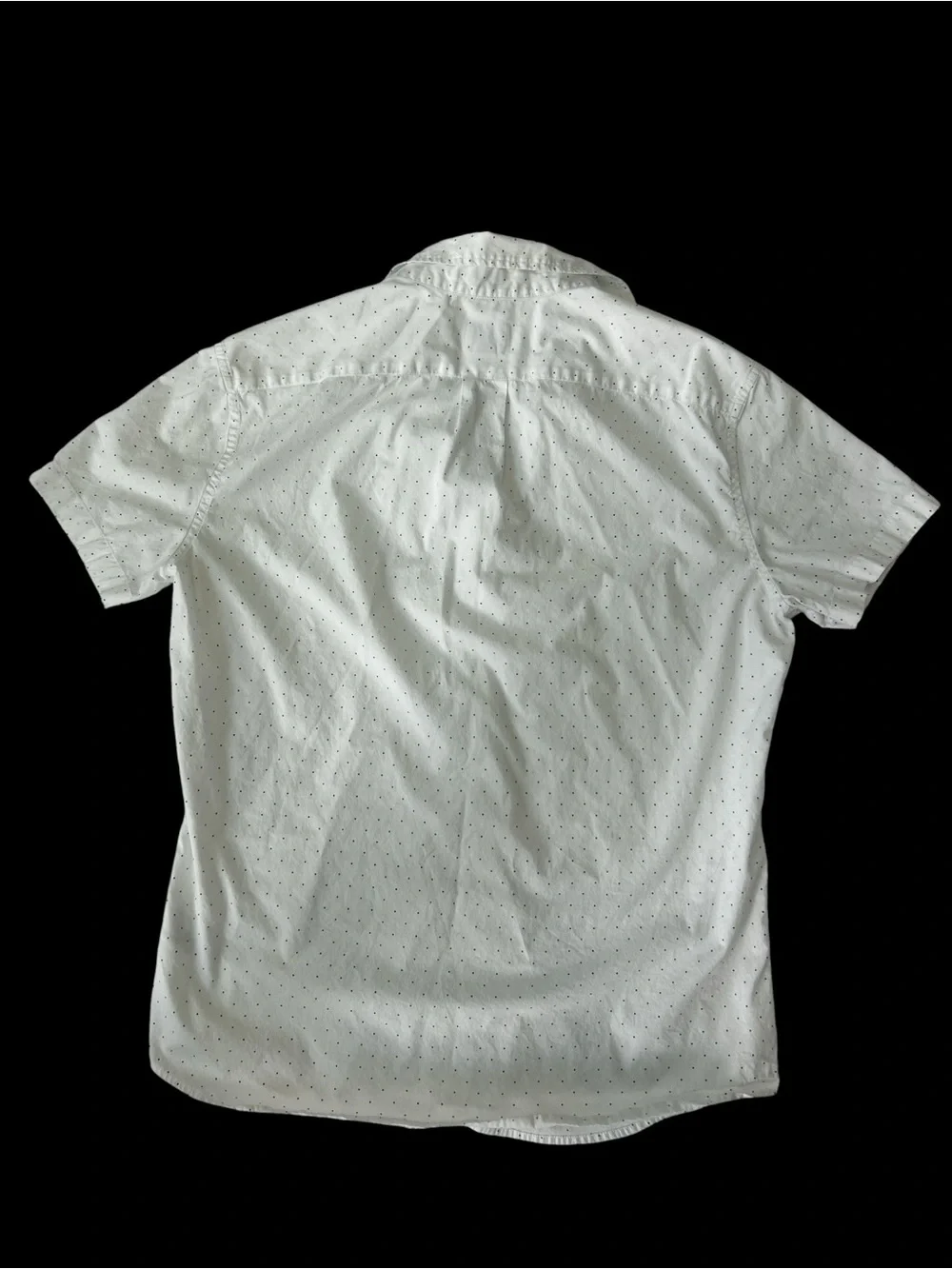 J. Crew White Short-Sleeve Button-Down Shirt with Micro Dot Pattern
